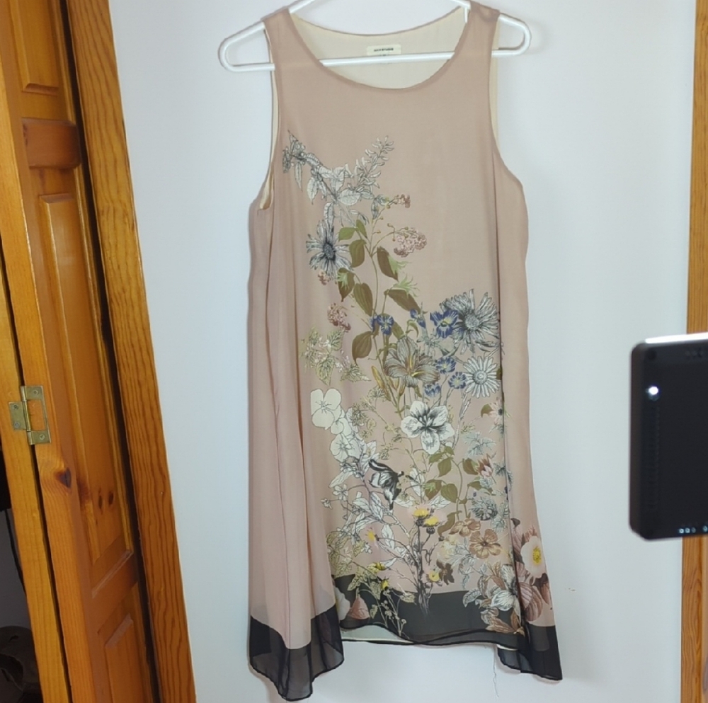 Max Studio Floral Midi Dress - Cream and Black